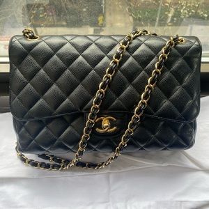 Chanel Double Flap classic black caviar